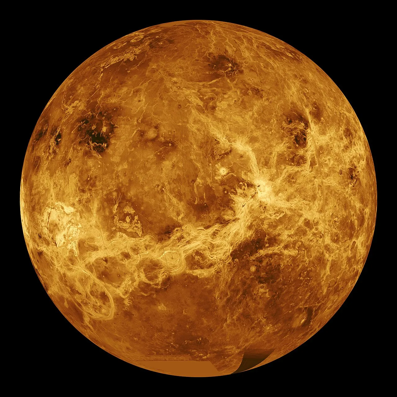 由麦哲伦号雷达数据合成的金星全球图像